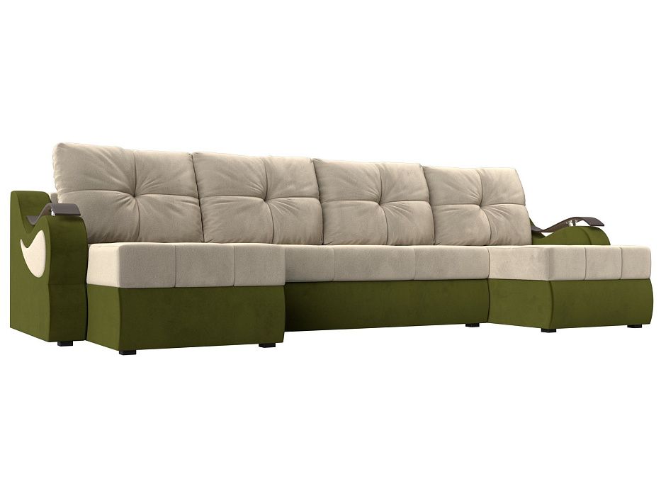 П-образный диван Меркурий (бежевый\зеленый цвет)
