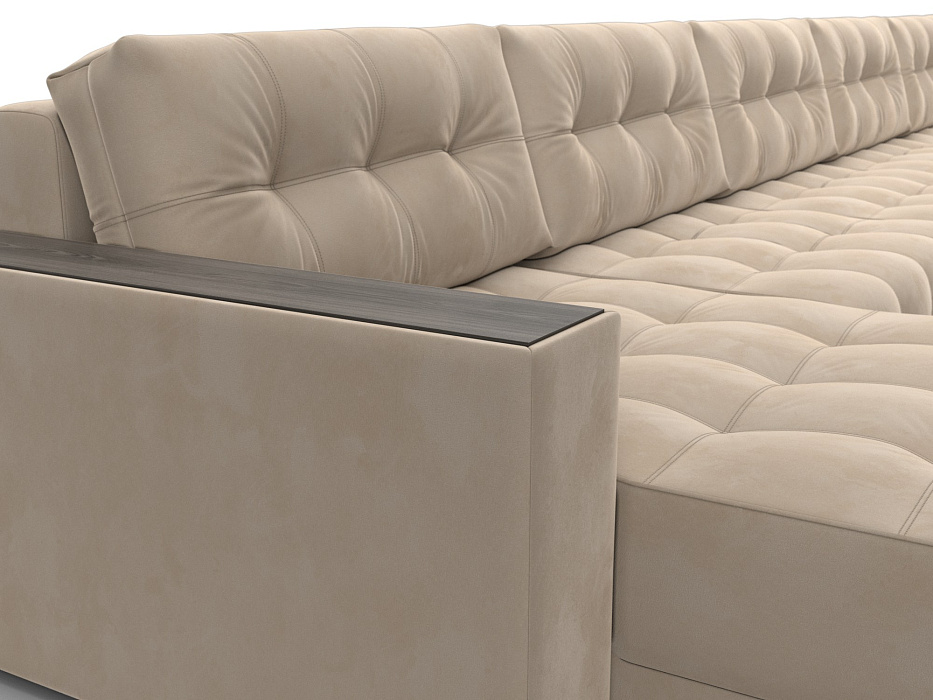 Диван П-образный с декором Лига-049 НПБ Мегалонг (seven 729 бежевый)