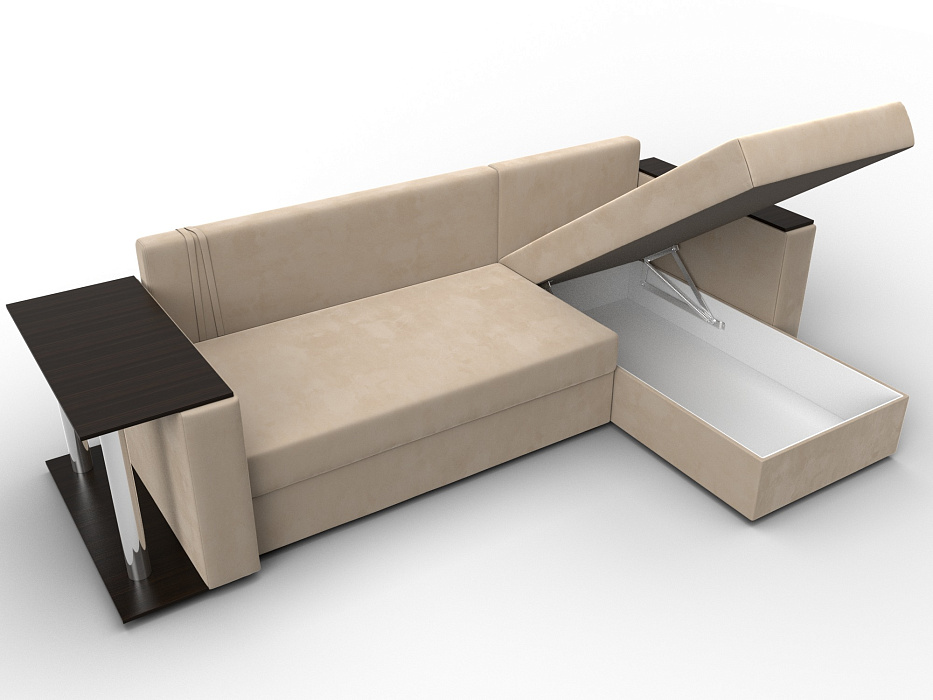 Диван угловой Атланта со столом правый угол (seven 729 бежевый)