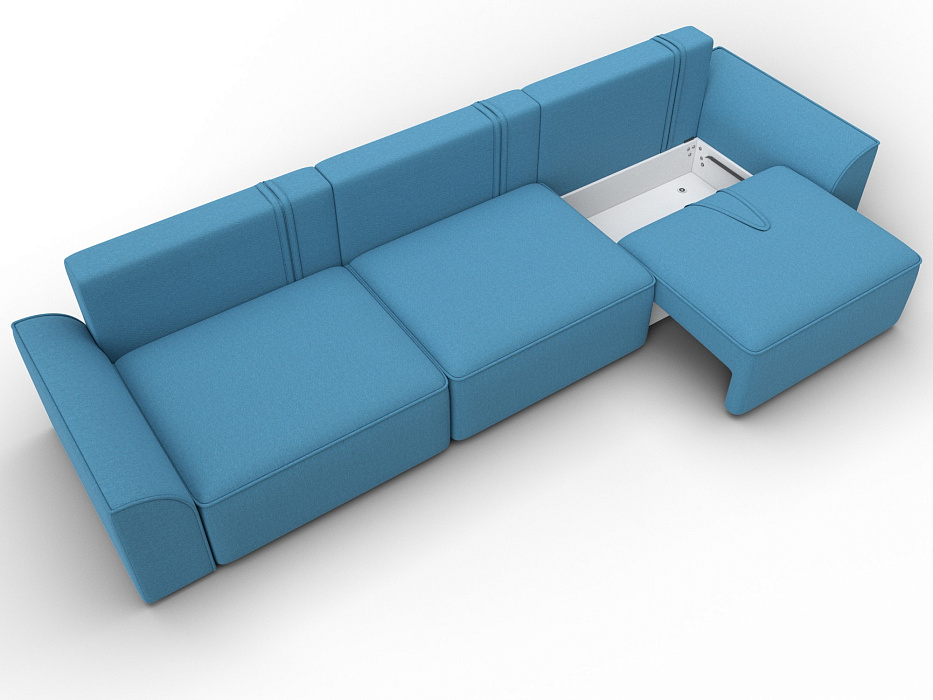 Диван прямой Лига-048 НПБ Лонг (амур 10 голубой)