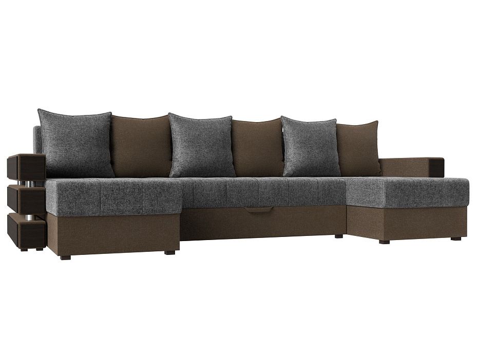 П-образный диван Венеция (серый\коричневый цвет)