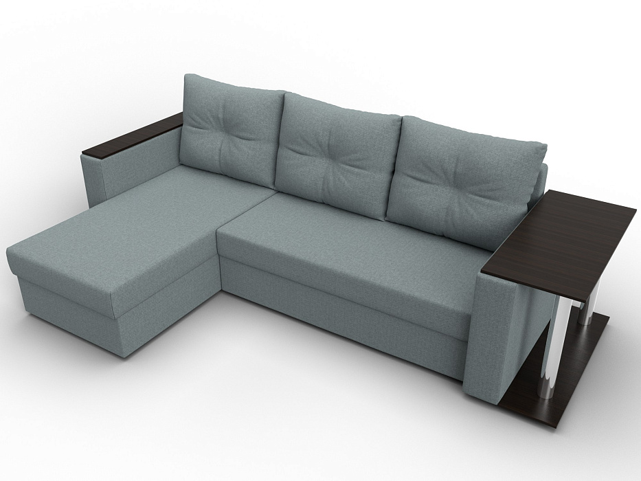 Диван угловой Атланта со столом левый угол (амур 07 серый)