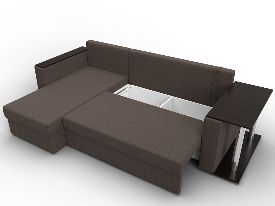 Диван угловой Атланта со столом левый угол (амур 05 коричневый)