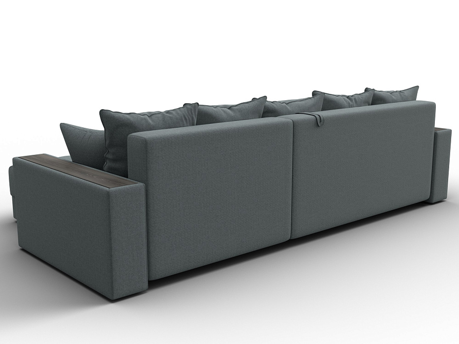 Диван угловой с декором и полкой Лига-050 НПБ (амур 07 серый)