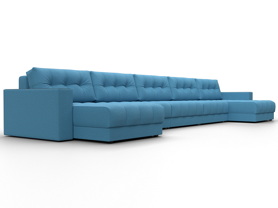 Диван П-образный с декором Лига-049 НПБ Мегалонг (амур 10 голубой)