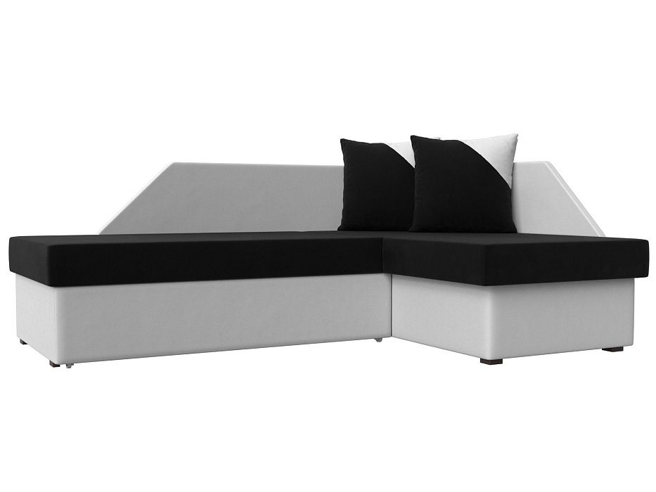 Угловой диван Андора правый угол (черный\белый цвет)