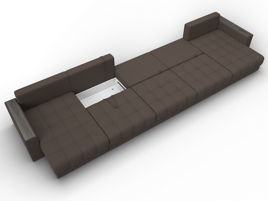 Диван П-образный с декором Лига-049 НПБ Мегалонг (амур 05 коричневый)