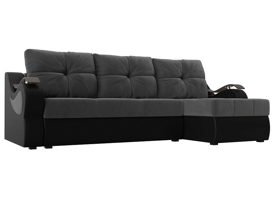 Угловой диван Меркурий правый угол (серый\черный цвет)