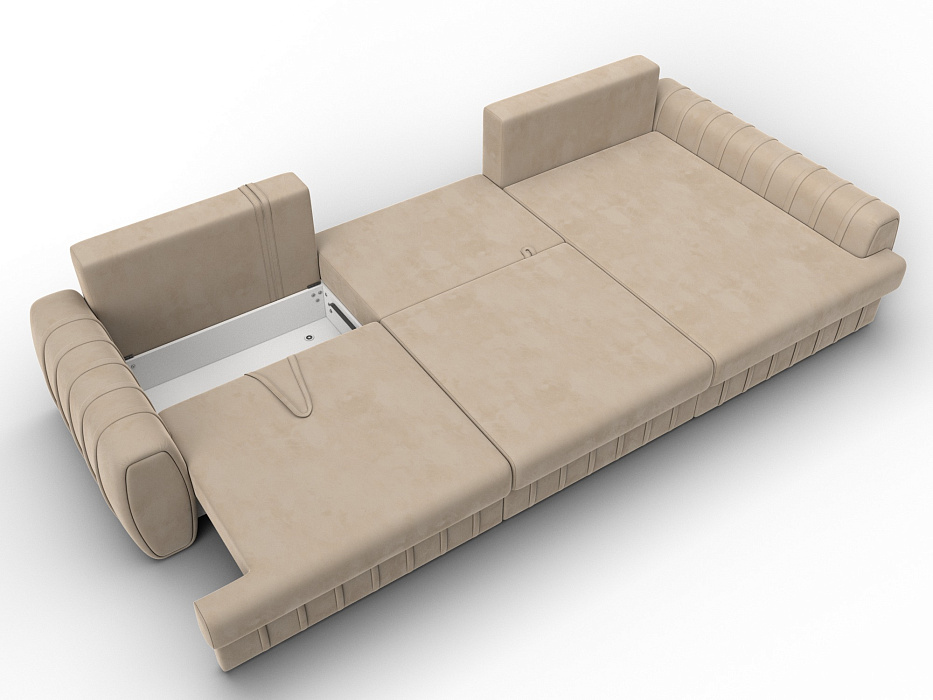 Диван угловой Лига-057 НПБ Лонг угол правый (seven 729 бежевый)