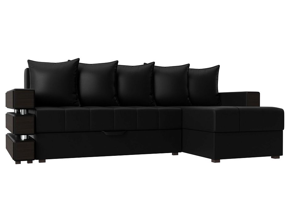 Угловой диван Венеция правый угол (черный цвет)