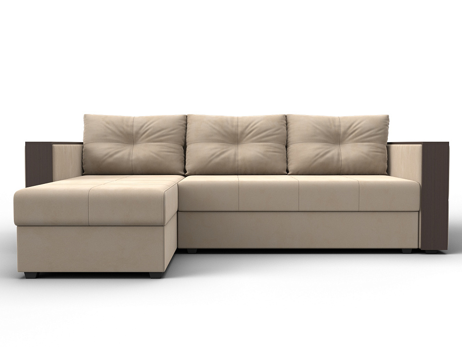 Диван угловой Валенсия Лайт левый угол (seven 729 бежевый)