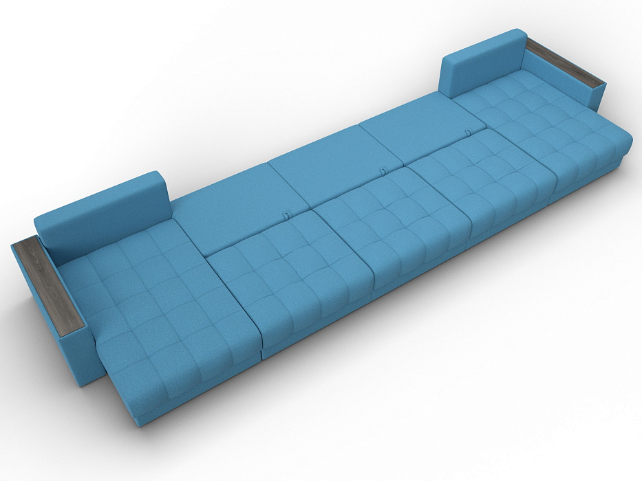 Диван П-образный с декором Лига-049 НПБ Мегалонг (амур 10 голубой)
