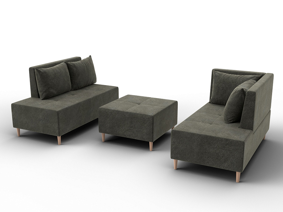 Диван угловой модульный с пуфом Лига-126 угол правый (laim 10 темно-коричневый)