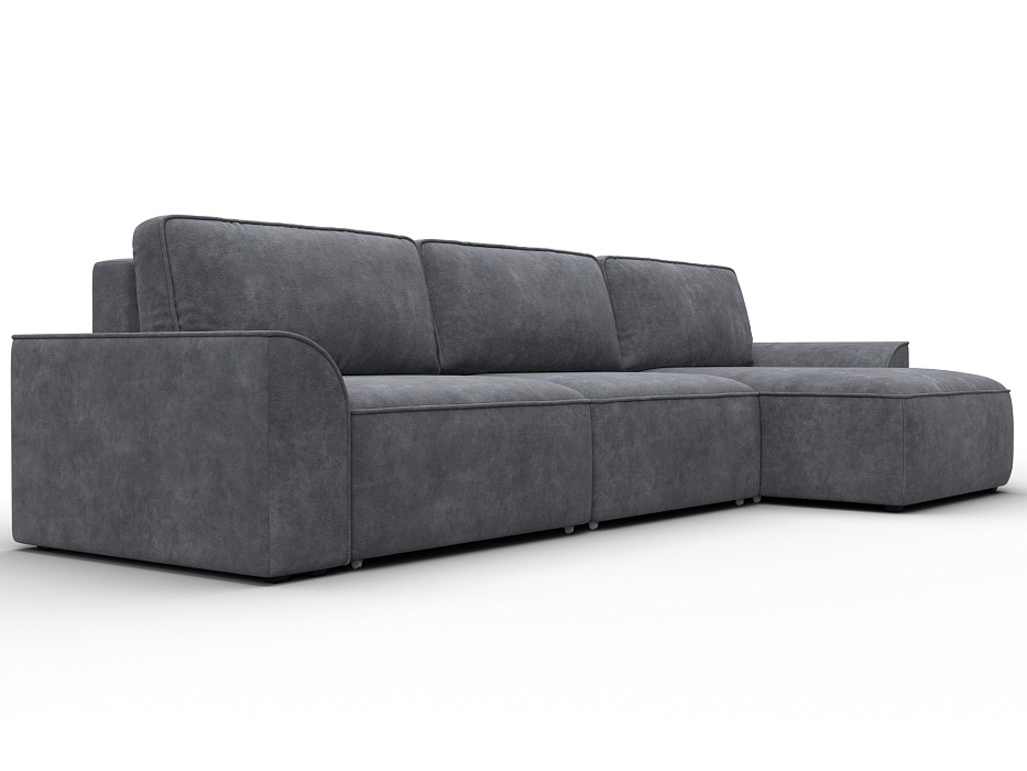 Диван угловой Лига-048 НПБ лонг (brut 16 темно-серый)