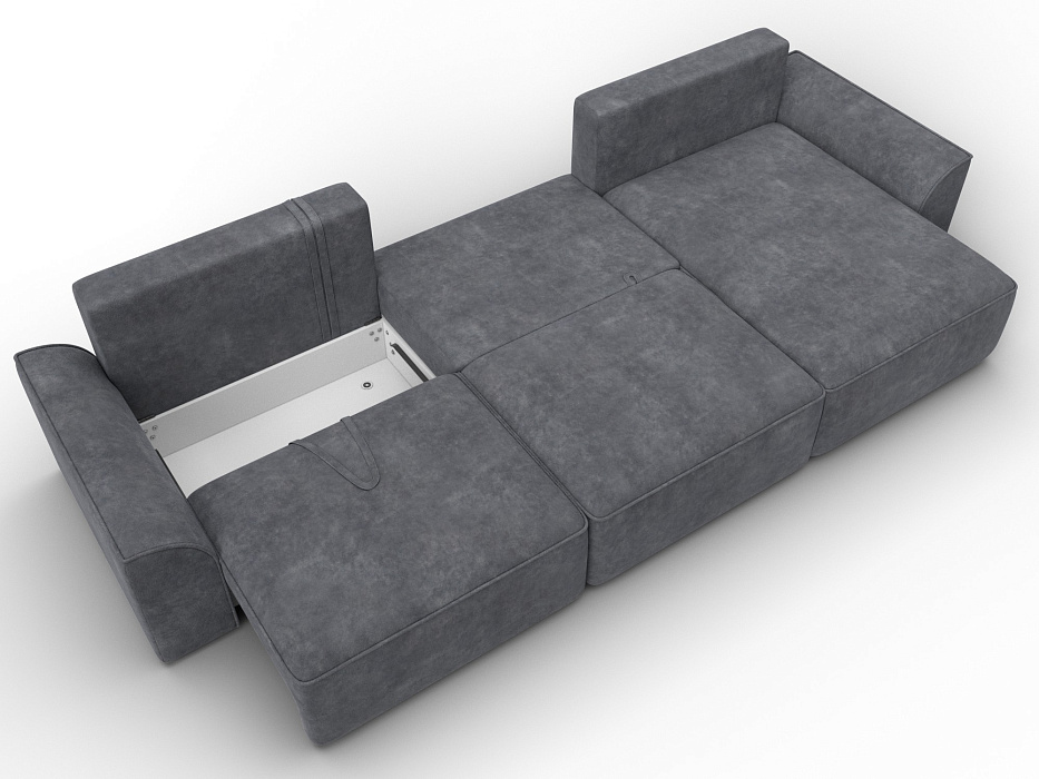 Диван угловой Лига-048 НПБ лонг (brut 16 темно-серый)