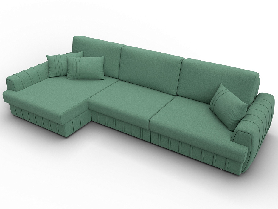 Диван угловой Лига-057 НПБ Лонг угол левый (амур 11 зеленый)