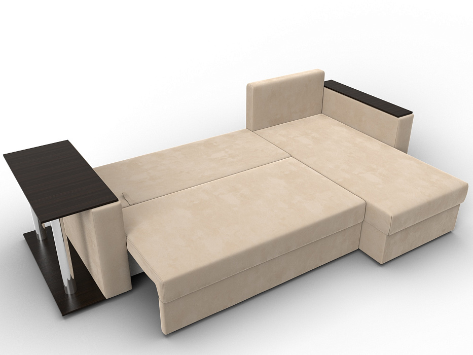 Диван угловой Атланта со столом правый угол (seven 729 бежевый)