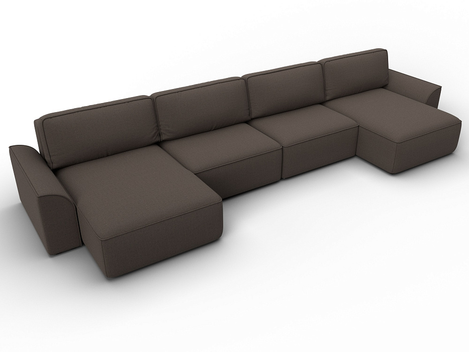 Диван П-образный Лига-048 НПБ лонг (амур 05 коричневый)