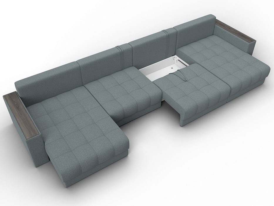 Диван П-образный с декором Лига-049 НПБ Лонг (амур 07 серый)