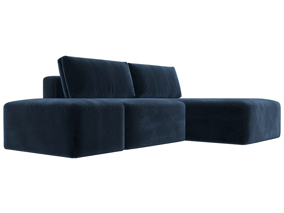 Диван угловой модульный с пуфом Лига-060 НПБ угол универсальный (tower 13 синий)