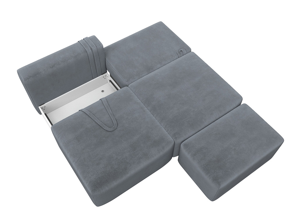 Диван прямой модульный с пуфом Лига-060 НПБ (tower 10 серый) Диван прямой модульный с пуфом Лига-060 НПБ (tower 10 серый)