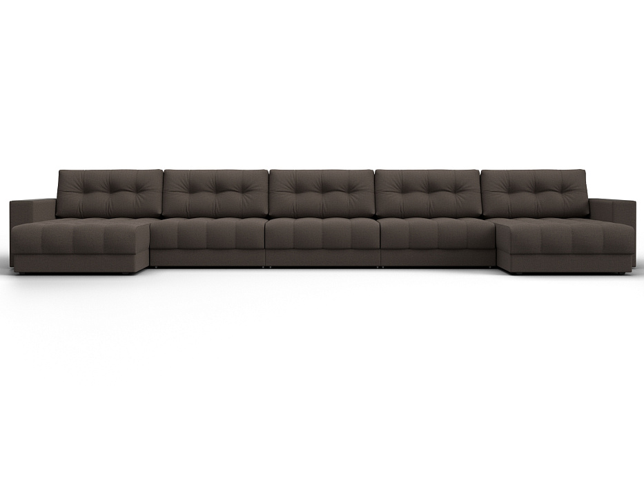 Диван П-образный с декором Лига-049 НПБ Мегалонг (амур 05 коричневый)