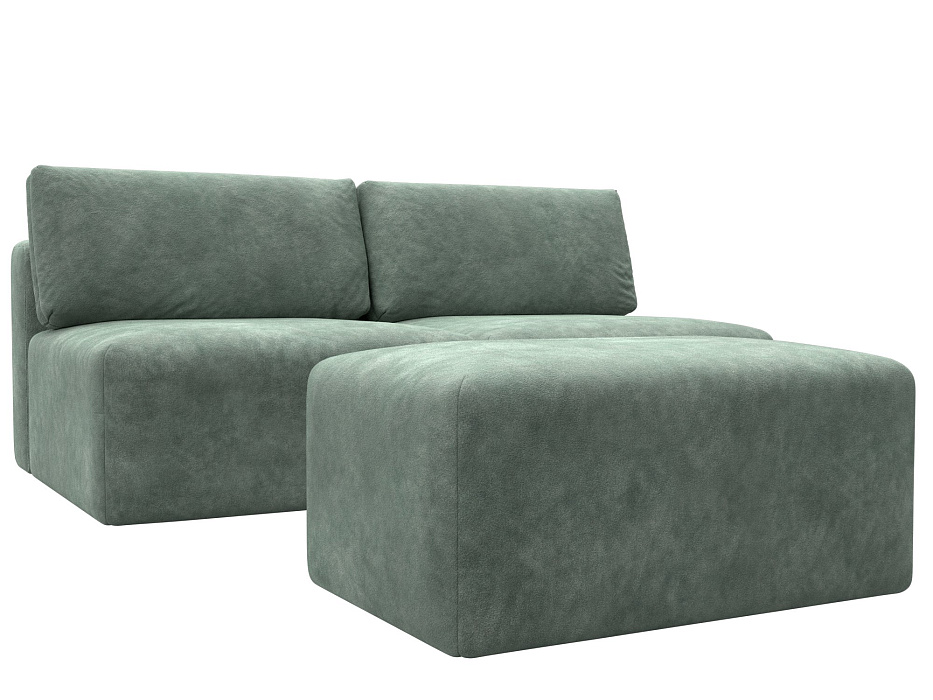 Диван прямой модульный с пуфом Лига-060 НПБ (brut 08 зеленый)