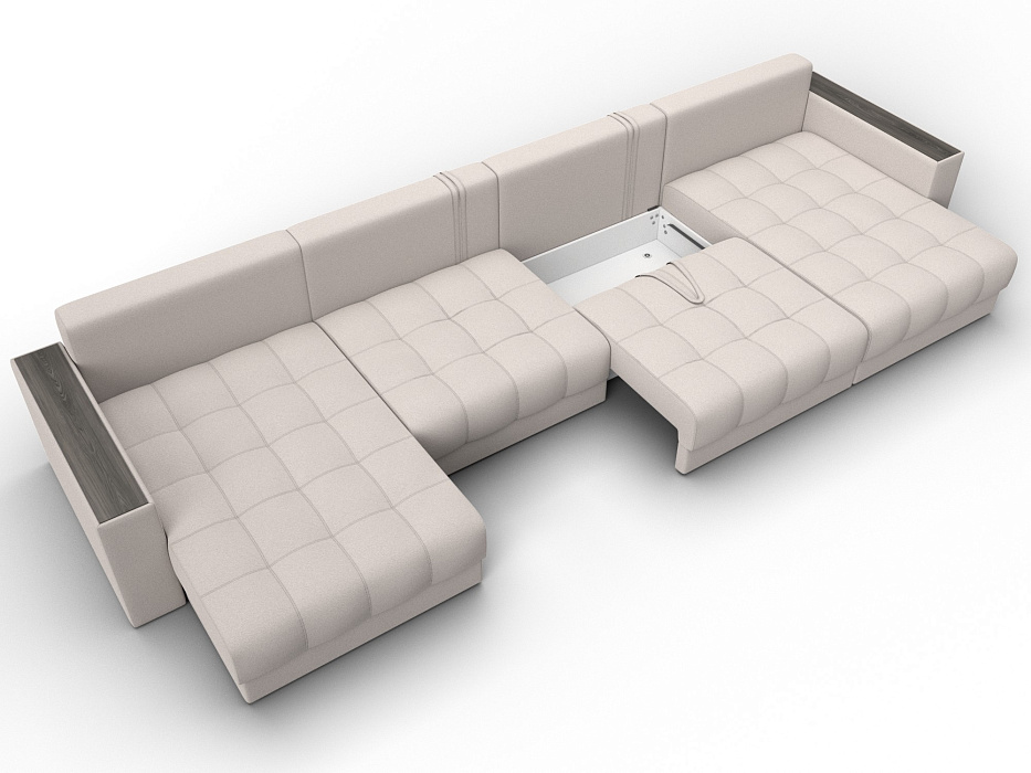 Диван П-образный с декором Лига-049 НПБ Лонг (joly 05 бежевый)