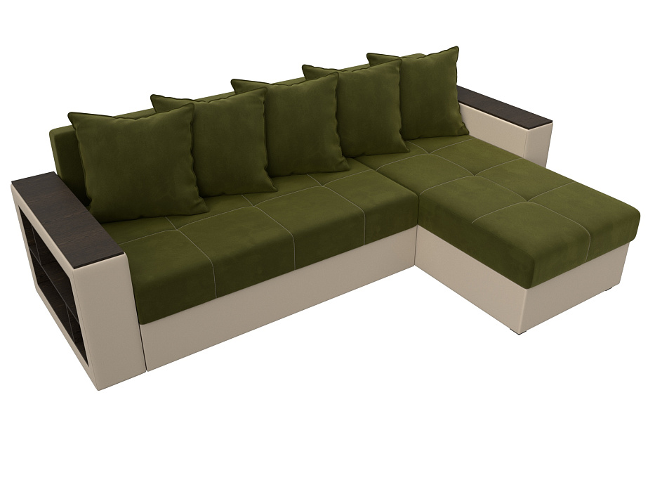 Диван угловой Дубай Лайт угол универсальный (зеленый;бежевый)
