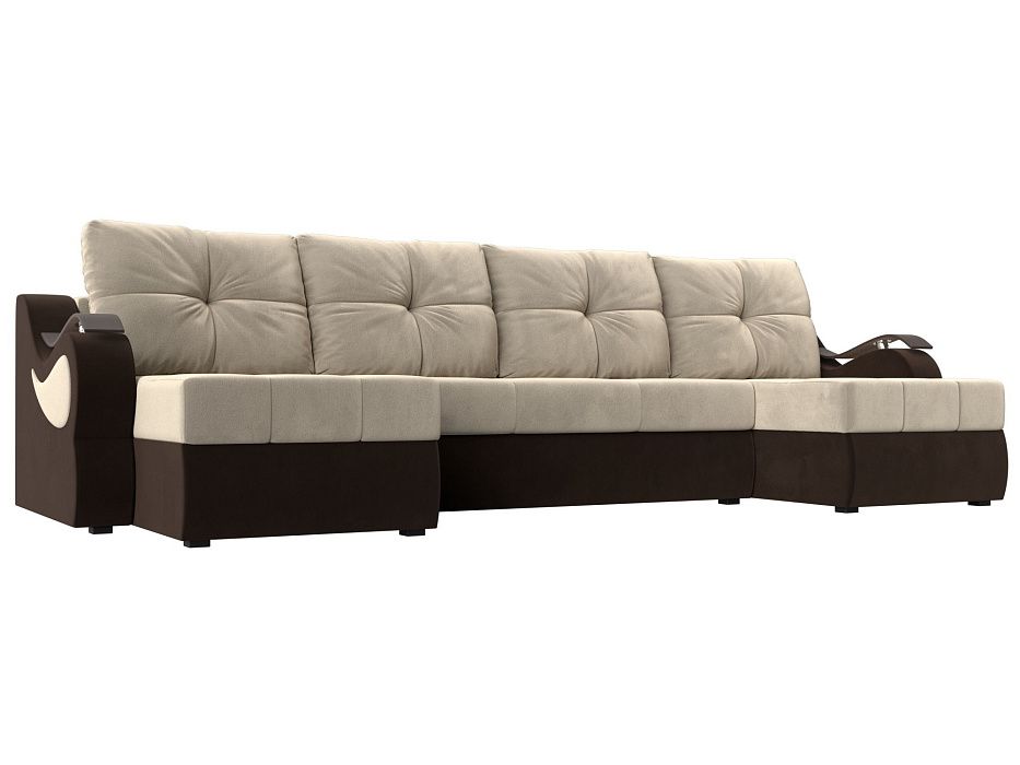 П-образный диван Меркурий (бежевый\коричневый цвет)