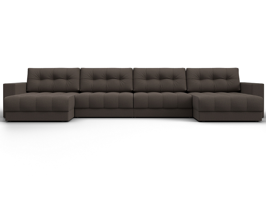 Диван П-образный с декором Лига-049 НПБ Лонг (амур 05 коричневый)