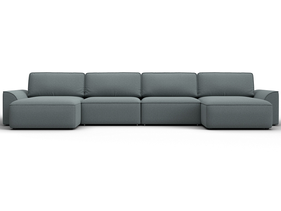 Диван П-образный Лига-048 НПБ лонг (амур 07 серый)