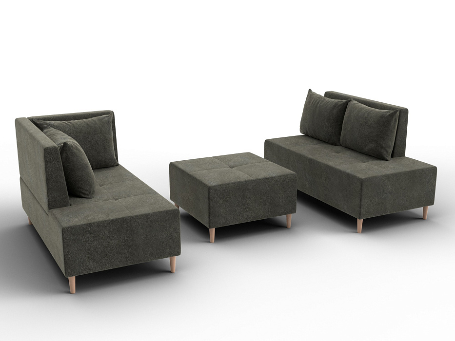 Диван угловой модульный с пуфом Лига-126 угол левый (laim 10 темно-коричневый)