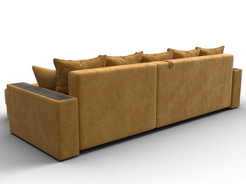 Диван угловой с декором и полкой Лига-050 НПБ (brut 10 желтый)