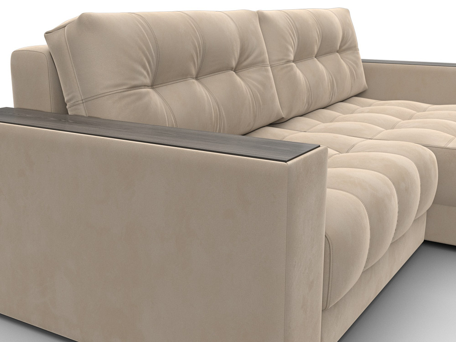 Диван угловой с декором Лига-049 НПБ (seven 729 бежевый)