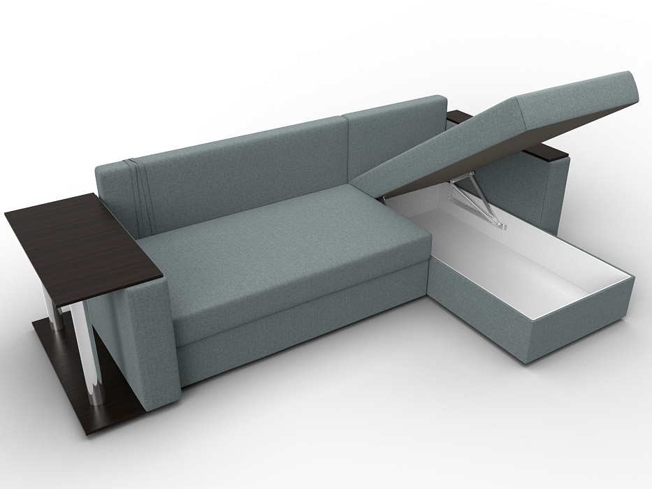 Диван угловой Атланта со столом правый угол (амур 07 серый)