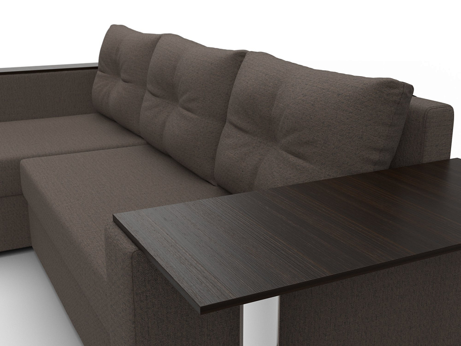 Диван угловой Атланта со столом левый угол (амур 05 коричневый)