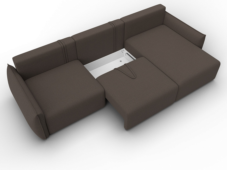 Диван угловой Лига-051 НПБ Лонг угол универсальный (амур 05 коричневый)