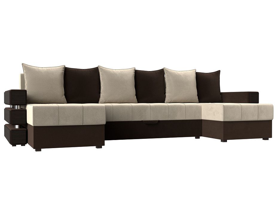 П-образный диван Венеция (бежевый\коричневый цвет)