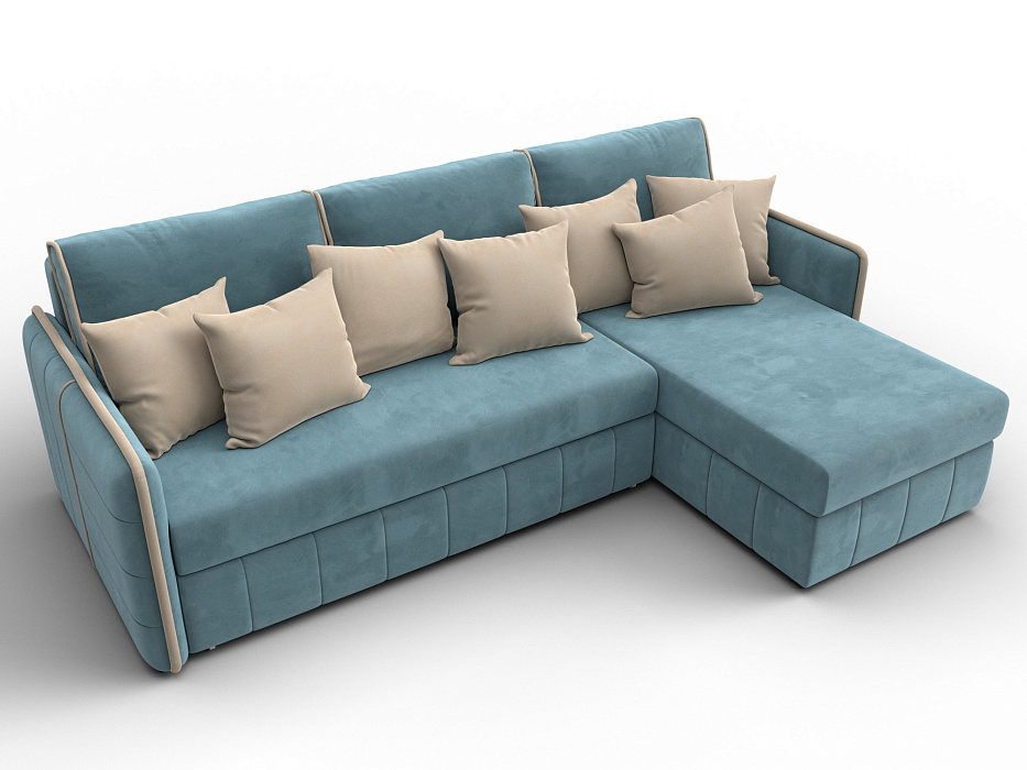 Диван угловой Лига-078 угол универсальный (seven 113 бирюзовый;seven 729 бежевый)