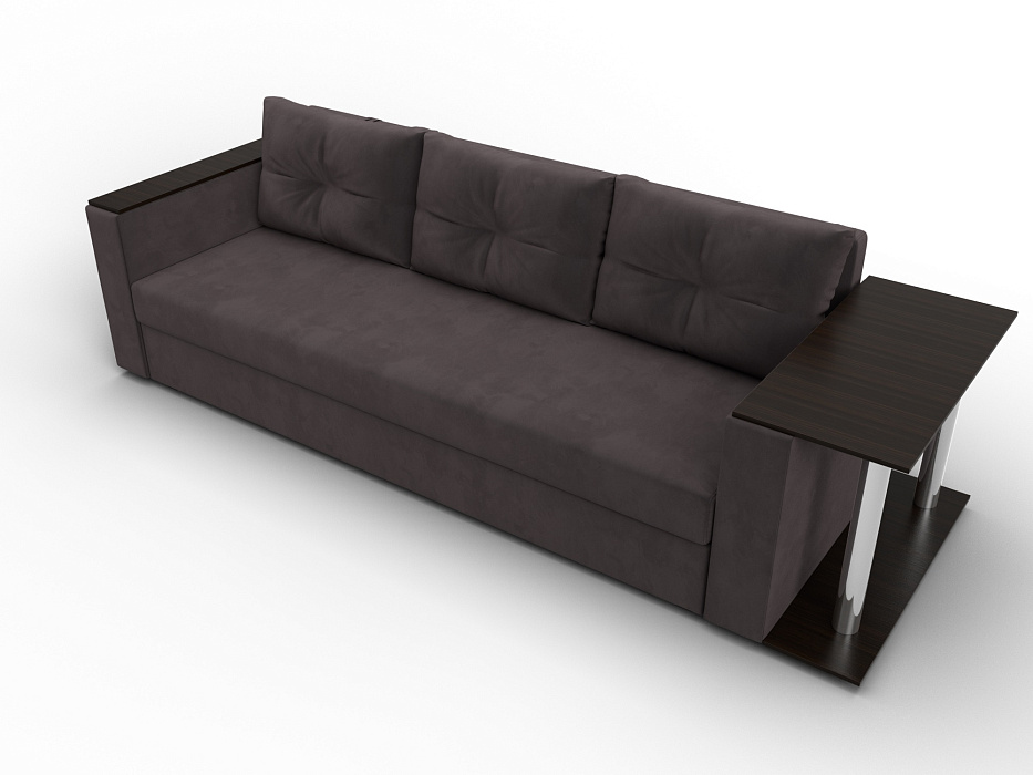 Диван прямой Атланта со столом справа (seven 727 коричневый)