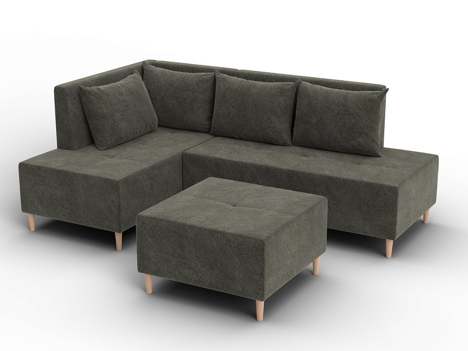 Диван угловой модульный с пуфом Лига-126 угол левый (laim 10 темно-коричневый)