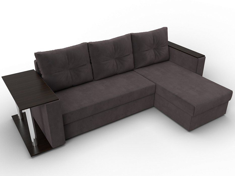 Диван угловой Атланта со столом правый угол (seven 727 коричневый)