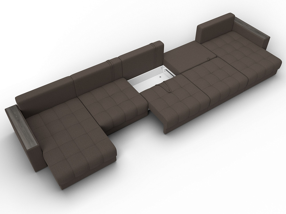 Диван П-образный с декором Лига-049 НПБ Мегалонг (амур 05 коричневый)