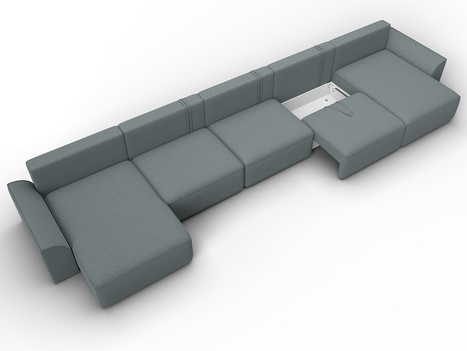 Диван П-образный Лига-048 НПБ МегаЛонг (амур 07 серый)