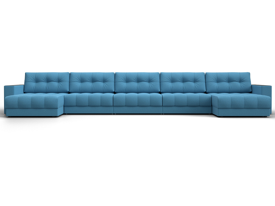 Диван П-образный с декором Лига-049 НПБ Мегалонг (амур 10 голубой)