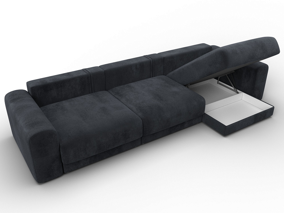 Диван угловой Лига-056 НПБ Лонг угол универсальный (tower 11 темно-серый)