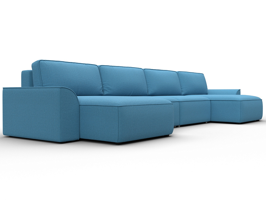 Диван П-образный Лига-048 НПБ лонг (амур 10 голубой)