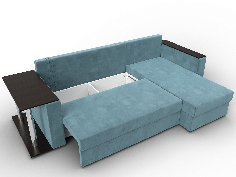 Диван угловой Атланта со столом правый угол (seven 113 бирюзовый)