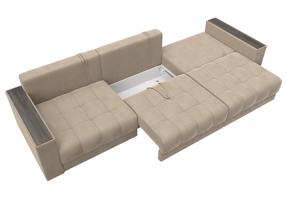 Диван прямой с декором Лига-049 НПБ Лонг (seven 729 бежевый)